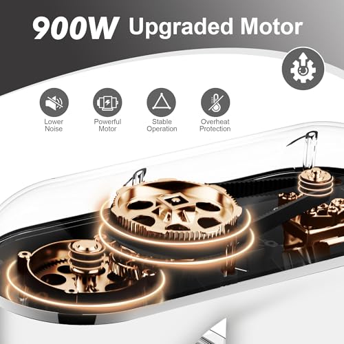 Image of Kitchen in the box 7QT 900W 10-Speed Stand Mixer, Tilt-Head Kitchen Electric Mixer with Dough Hook, Whisk & Flat Beater(Frost White)