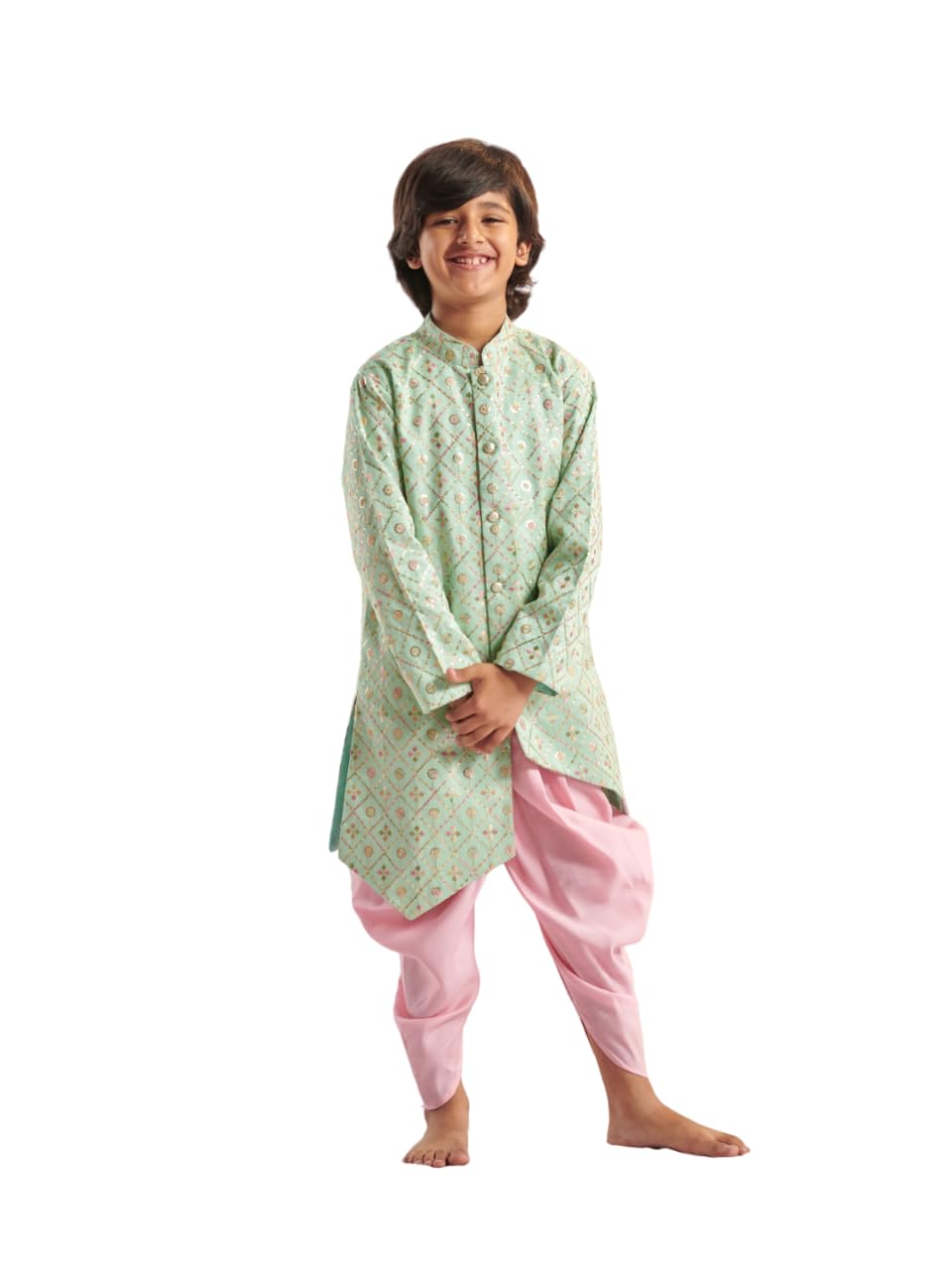 Pspeaches Boys Embroidered Regular Kurta With Dhoti Pants (15-16Years)