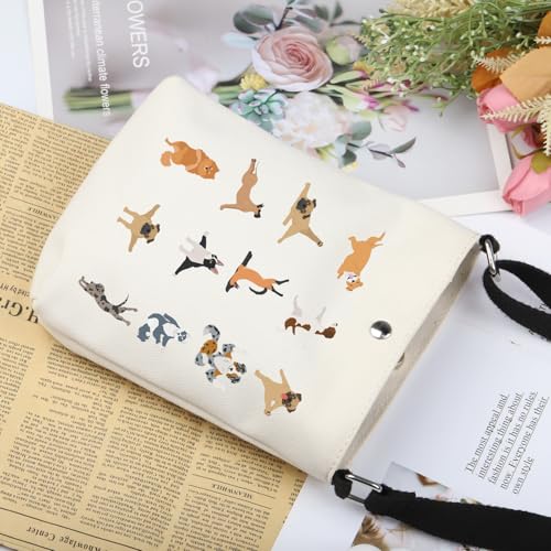PWHAOO Puppy Lovers Yoga Gift Dogs In Yoga Poses Crossbody Bag Who Loves Yoga Travel Bag Yoga Dog Mom Merch3