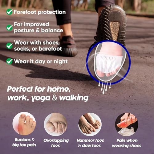 Silicone Toe Separator, Toe Spacer for Overlapping Toes, Foot Pain Relief, Bunion, Hammer Toe, Plantar Fasciitis, Comfortable & Breathable for Women & Men