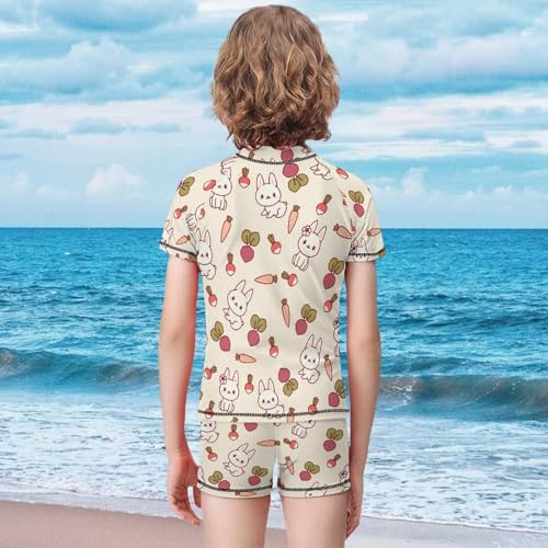 Bunny Rabbit with VegetablesChildren's Swimsuits Boys Two Piece Suit7-9Y（120cm）2