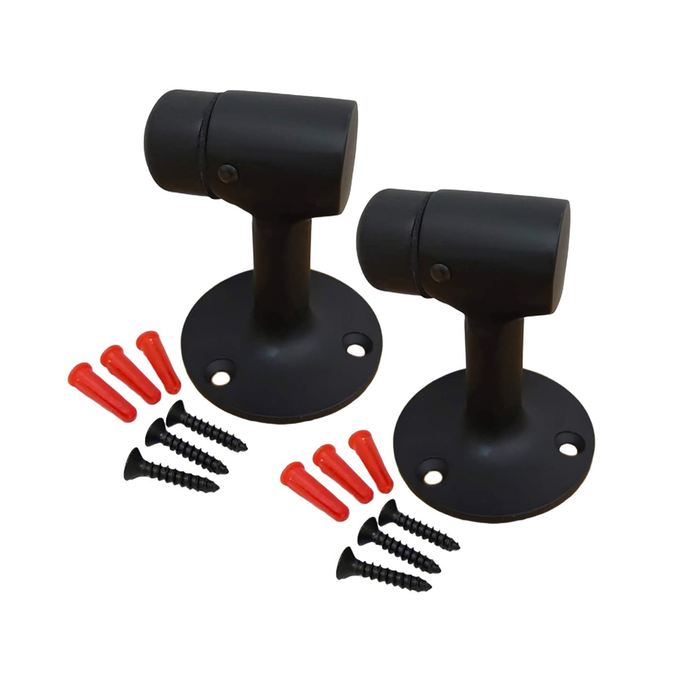 QCAASolid Brass Door Stop, 3", Matte Black, Made in Taiwan, 2 Pack