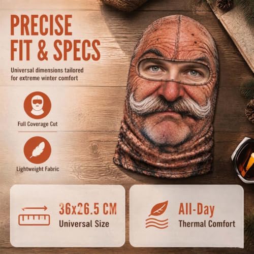 Funny Old Man Ski Mask Balaclava, Realistic Full Face Cover for Men Women - image 3