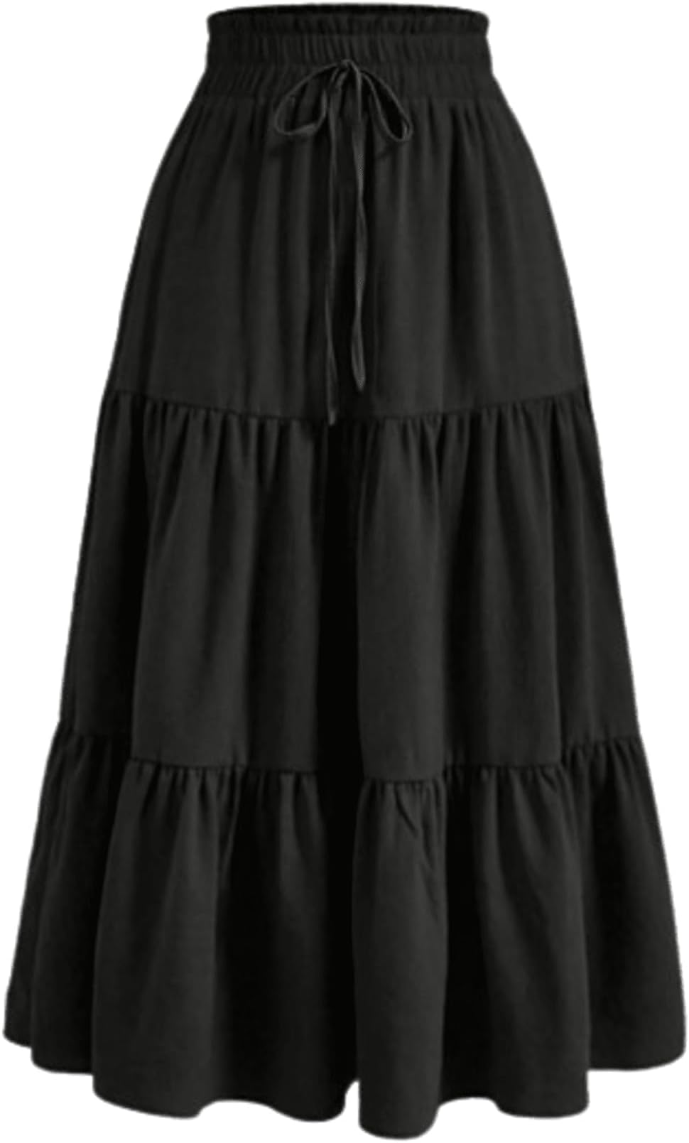 Aahwan Solid Tiered Ruched Elastic Waist Maxi Skirt For Women's & Girl's
