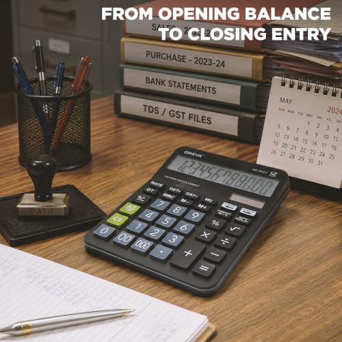 Image of Oreva OR-1912-C Solar & Battery Calculator Desktop | Financial Office Computer Calculators Large Display | Standard Function | Big Sensitive Button - Dark Grey