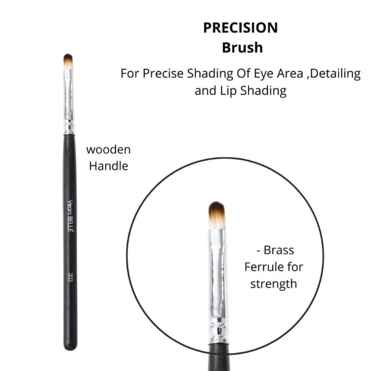 Travel Brush with Foundation Veoni belle Brush, Powder Brush, Eyeshadow Blending Brush & Flat Brush | Soft Bristles Makeup Brushes Set for Women (Precision Brush)