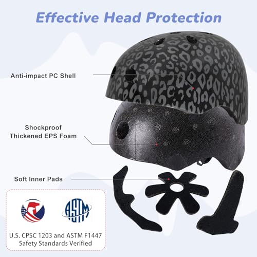 Image of Kids Bike Helmet for Girls 3-5 /5-8 /8-14, Adjustable Helmet with DIY Cat Ears, Cute Toddler Youth Helmets for Skateboard Scooter Cycling Roller Skating