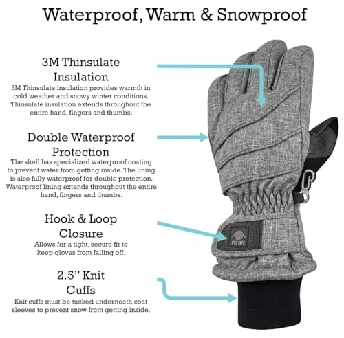 Image of N'Ice Caps Kids Waterproof Winter Thinsulate Warm Gloves | Boys and Girls Snow Ski Gloves with Durable Grippers on Palms, Fingers and Thumbs, 3M Insulation Ideal for Cold Weather