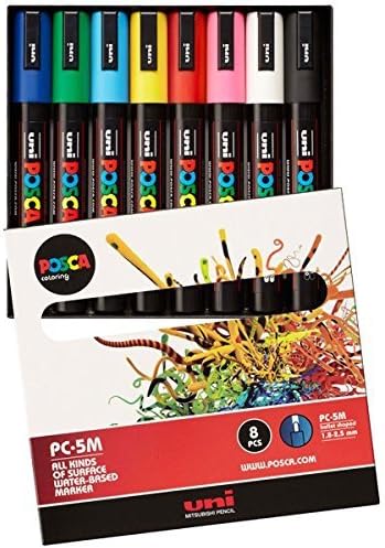 Posca PXPC5M8 Acrylic Paint Marker Set, Medium, Assorted [New Improved Version