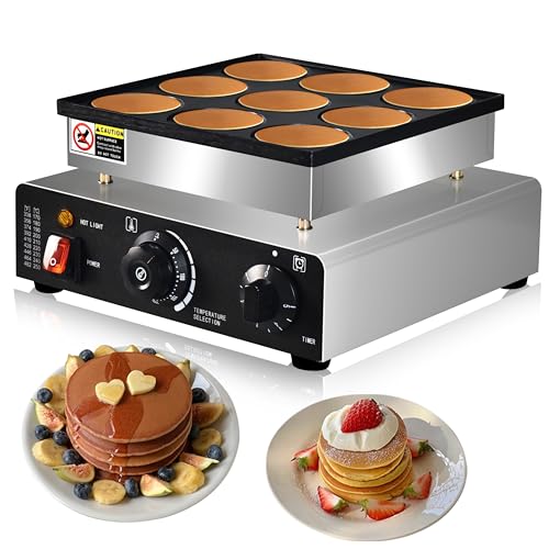 Image of Mini Pancakes Maker Machine, Dutch Mini Pancake Griddle, 9 Holes 76mm Diameter , Electric Poffertjes Pan, Ideal for Breakfast, Snacks, Desserts & More