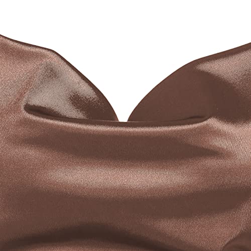 Image of ZAFUL Women's Satin Sleeveless Spaghetti Strap Mini Dress Sexy Slip Cowl Neck Silky Cocktail Party Dresses