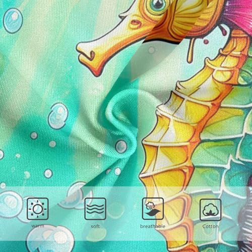 Artistic Toddler Girls Underwear 2t Cotton Panties for Girl Seahorse Teal Watercolor Briefs Kids Undies3