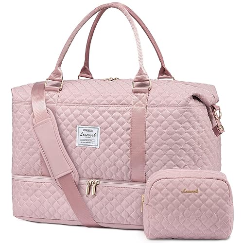 LOVEVOOK Bolsas de Viaje Bolsa Deporte Mujer Grande Maletas de Cabina Avion Travel Duffle Bag Bolso Maternidad Hospital Bolsa Playa Mujer con Neceser Maquillaje Organizador para Viaje Gym Sauna