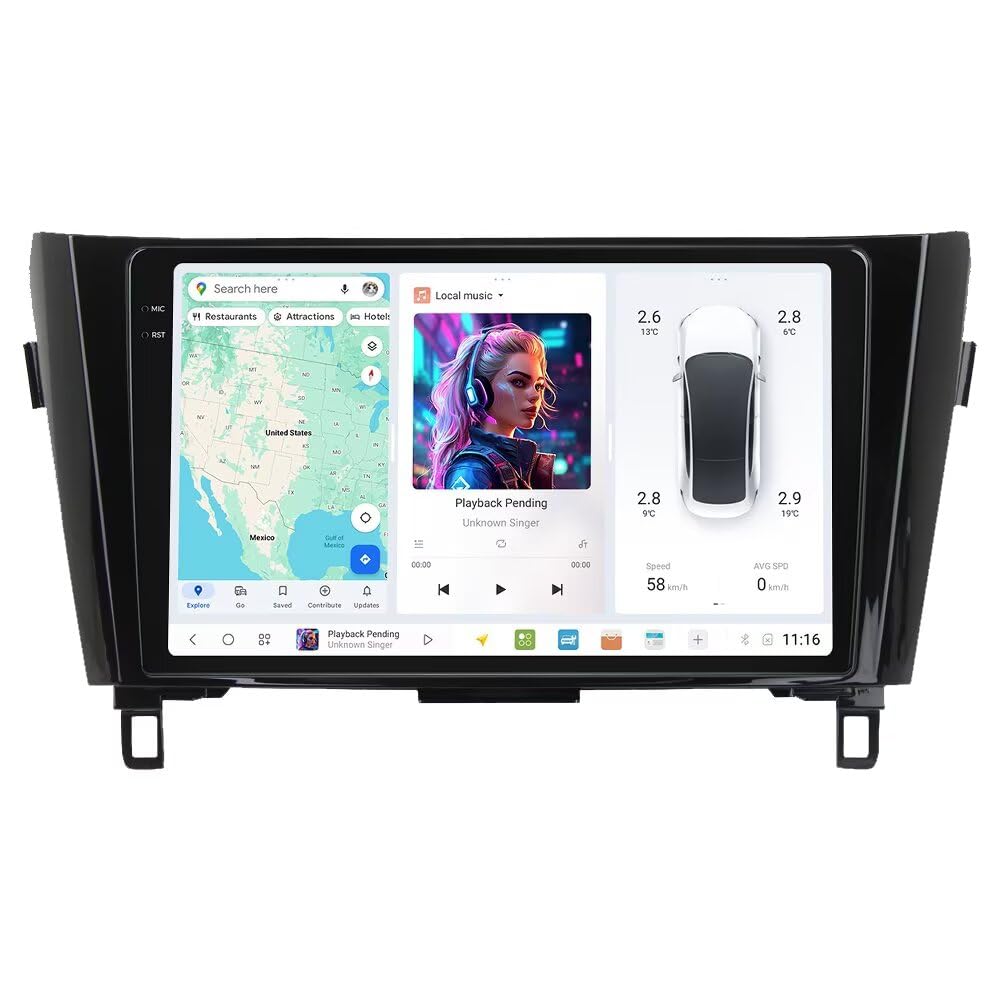MekedeTech DUDUAUTO DUDU6 Android Screen for Nissan X-Trail 2013-2017 Car Radio 10.36 inch Head Unit,8G RAM 128GROM