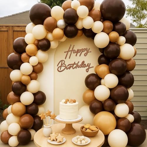 Image of TONIFUL Happy Birthday Sign for Backdrop - Glitter Brown Felt Banner - Includes Dot Glue - Perfect for Birthday Party Backdrop,Wall Decr,Balloon Arch,Photo Background