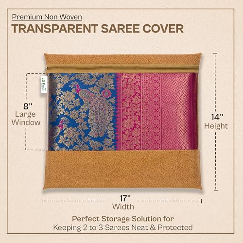 Image of JD FRESH 6 Pcs Large Non Woven Saree Covers For Storage /Saree Bags with Zip /Multi-Purpose Lehenga Storage Bag /Clothes Covers for Dresses /Sarees /Lehengas (14x17 Inch)