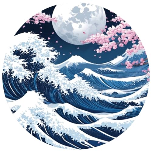 craspire Tapis pour Platine Vinyle Sea Wave 12 Pouces Tapis pour Platine Vinyle Tapis antidérapant Antistatique en Feutre pour Platine Vinyle Tapis de...