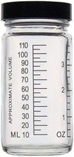KIMBLE CHASE Life Science 5811670V-26 Soda Lime Glass AC Medium Round Bottle with Cap, Graduated, 500 mL Capacity, 145 mm Height, 76 mm OD, PTFE-Faced LDPE Foam Cap Liner, 70-400 GPI Finish