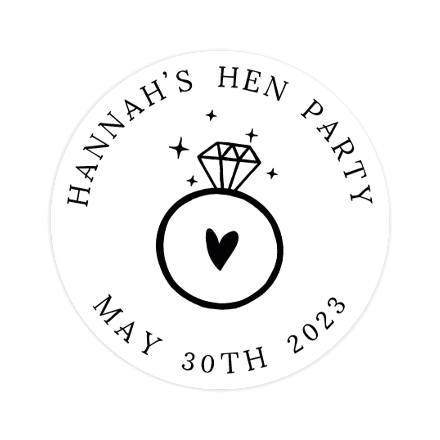 Personalised hen party stickers | hen do stickers personalised sticker | hen party favours hen party labels | hen party sticker favour (Black print - white text)