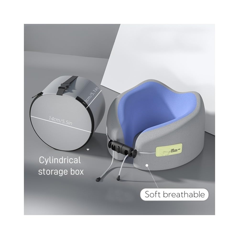 Almohada cervical de viaje de espuma viscoelástica para dormir en avión, soporte mejorado para comodidad de cabeza y cuello durante los vuelos