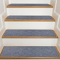 KOOTETA Teppich-Treppenstufen, rutschfest, 20x76cm (15 Pack), Teppich-Treppenläufer, wiederverwendbarer Klebstoff für alle sauberen, glatten Treppen, Stufenschutzmatte für Kinder, Grau