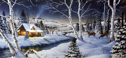 A WINTERS NIGHT by Mark Daehlin 24"x 8.5"