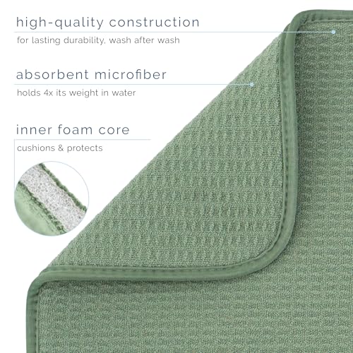 Image of S&T INC. Dish Drying Mat XL, 18 inch x 24 inch, Absorbent Microfiber Kitchen Counter Mat, Dish Drying Pad for Dishes, Utensils, Pots and Pans, Extra Large, Sage Green