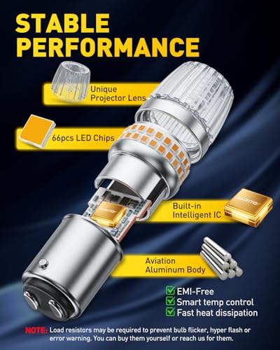 Image of AUXITO 1157 LED Bulbs Amber Yellow Turn Signal Lights, 700% Brighter 2057 2357 7528 BAY15D LED Bulbs with Projector for Turn Signal Parking Tail Brake Blinker DRL Marker Lights, Pack of 2