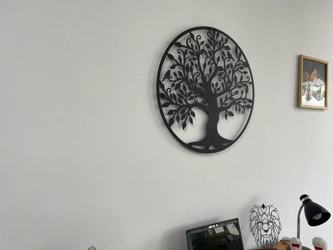 DEKADRON Metal Wall Art - Tree of Life - Family Tree Metal Wall Decor Home Office Decoration Bedroom Living Room Décor (28 W x 28 H / 72x72cm)