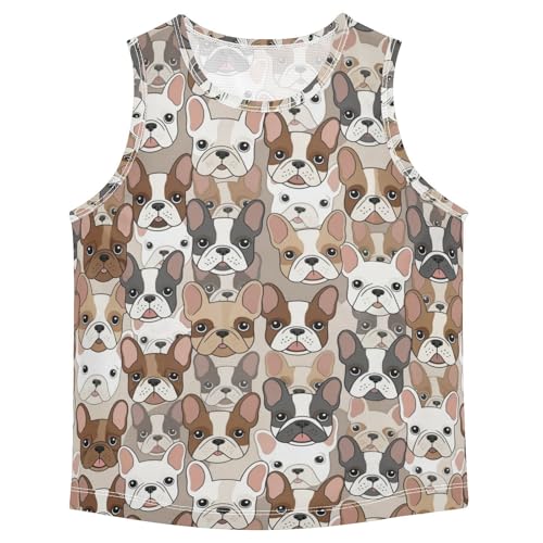 J JOYSAY Colorful Cartoon Bulldog Boys Tank Top Sleeveless Muscle Shirts Quick Dry Active Sport Workout Kids T-Shirts 3-15T
