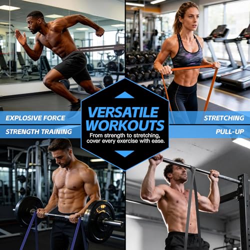 Image of Pull Up Bands, Resistance Bands Set, Exercise Workout Bands for Men & Women, Ideal for Body Stretching, Physical Therapy and Muscle Training