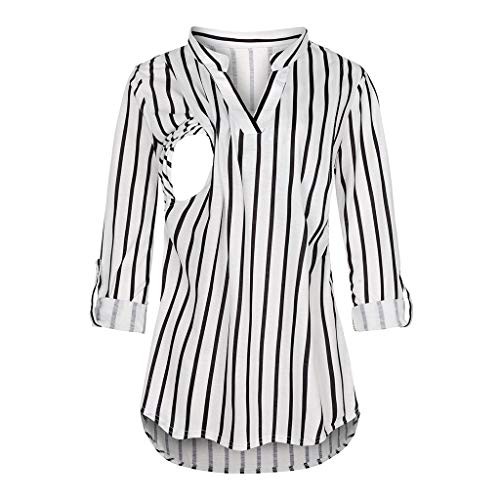 Mujer Top Camiseta Premamá Lactancia De Manga Larga Tops de Enfermería Camisas de Maternidad para Mujeres Ropa de Lactancia Materna (Blanco, XL)
