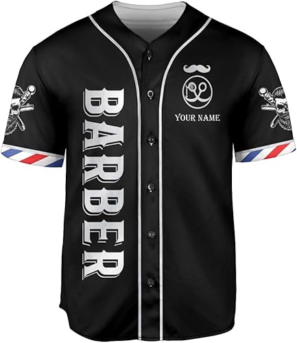 Miniatura 2 de Camiseta de béisbol de peluquería personalizada, peluquería béisbol Jersey Barber, herramientas de sombrero de peluquero para hombre de peluquero