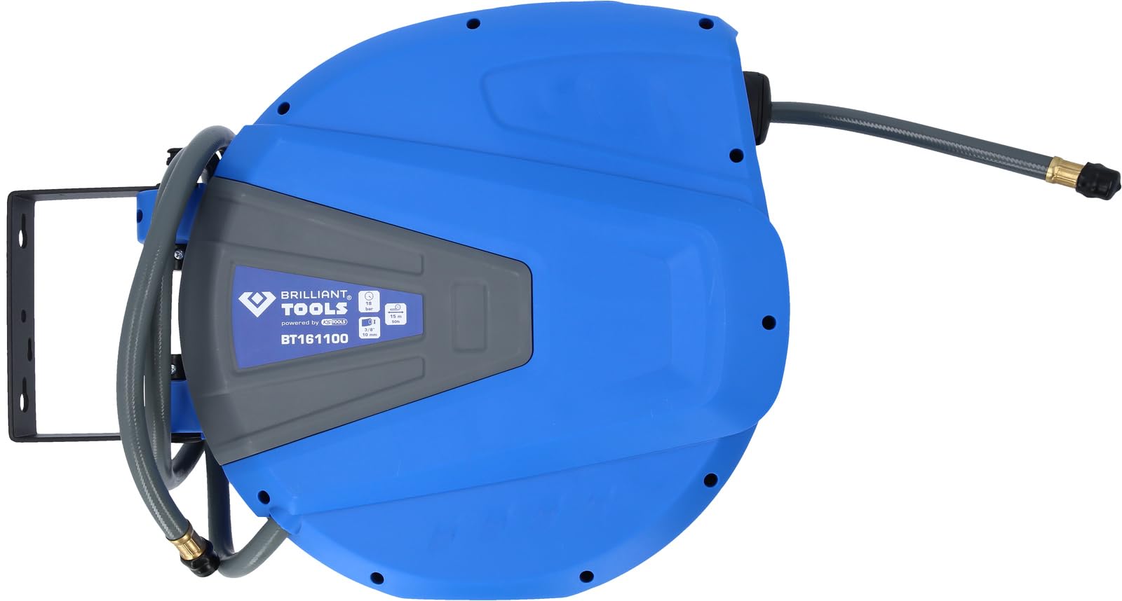 BRILLIANT TOOLS BT161100 DL-Schlauchaufroller Ø10mm, Anschluß 3/8 Zoll, PVC [Powered by KS TOOLS]