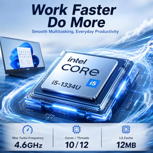 Image of Dell 15 Touchscreen Laptop, Intel i5-1334U, 16GB DDR5 RAM, 512GB SSD | 15.6 inch FHD Anti-Glare LED Display | Intel Graphics | Windows 11 Pro | Wi-Fi 6 | Business Laptop for Work, Study