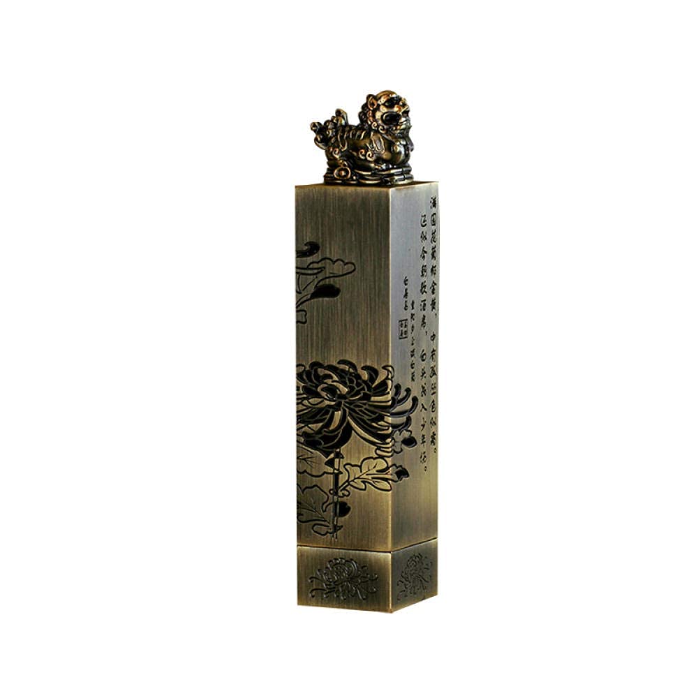 Incense Burner Incense Holder Censer Incense Sticks Holder Pure Copper Alloy Imitation Lion Square Heart Sutra Line Incense Burner Antique Aromatherapy Burner Hollow Lettering Incense S ince