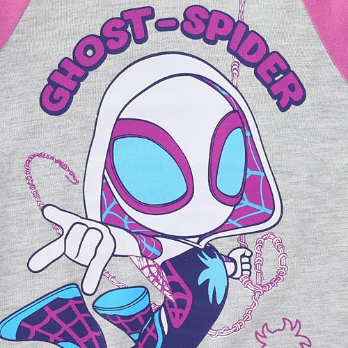 Image of Marvel Spider-Gwen Ghost Spider Girls Long Sleeve Shirt and French Terry Pants 2 Piece Outfit Set for Toddler and Big Kids