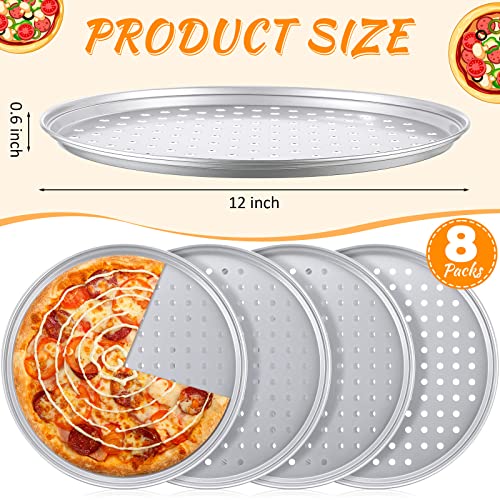 Meanplan 8 Pcs Pizza Pan With Holes 12 Inch Round Pizza Pan For Oven Carbon Steel Perforated Nonstick Bakeware Pizza Tray Tool Crispy Pie Pans Baking Pan For Kitchen Restaurant Home Baking Supplies #TOP1