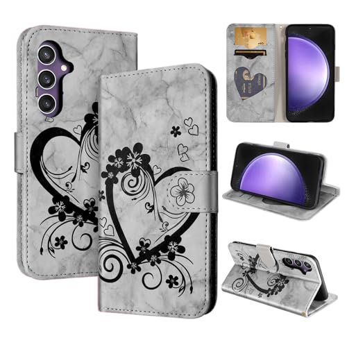 CASAFUNY Handyhülle für Samsung Galaxy S24 FE 5G Hülle Tasche PU Leder Flip Case Brieftasche Kartenfach Klapphülle Handytasche Case Schutzhülle für Samsung Galaxy S24 FE, Schwarz