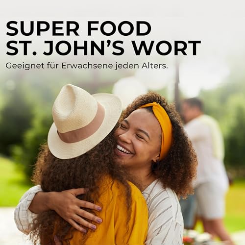 Johanniskraut Kapseln optimal dosiert mit natürlichem Hypericin - 120 Stk. - veganer Extrakt mit Vitamin B6 & B12 - St. John’s Wort Extract aus Hypericum perforatum L.