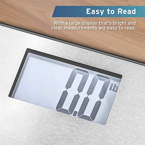 Image of Etekcity Stainless Steel Digital Body Weight Bathroom Scale Step-On Technology Large Blue LCD Backlight Display, 400 Pounds, Grey, 12x12 Inch (Pack of 5)