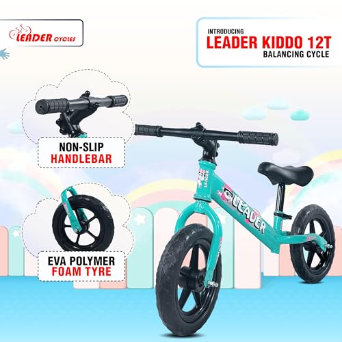 Image of Leader Kiddo Balancing Cycle for Kids Ages 1-4 | Lightweight, Pedal-Free Design for Effortless Fun | Adjustable Seat for Growing Toddlers | Perfect Learning Bicycle for Boys and Girls (SEA Green)