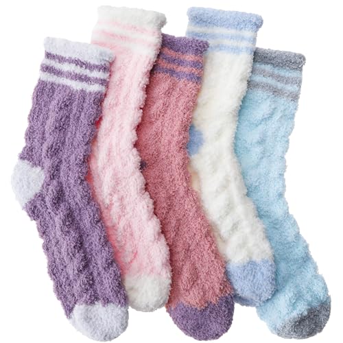 Image of EBMORE Womens Fuzzy Socks Fleece Fluffy Cabin Plush Warm Sleep Soft Cozy Winter Adult Socks