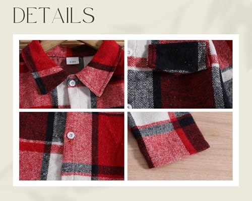 Image of Toddler Girl Clothes Plaid Long Sleeve Button Down Shirt Corduroy Overall Jumpsuit Girls Fall Winter Outfit Set