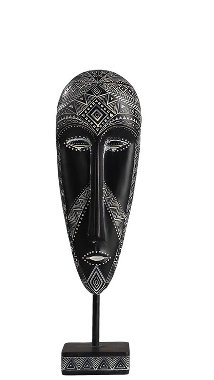 Habitz 2 Face Art Statue Abstract Sculpture African Tribal African Masks Tribal Ethnic Primitive Mask On Stand Figurine Statue Ethnic Characters Mask Sculptures Home Ornaments For Living Room Shelf(2)