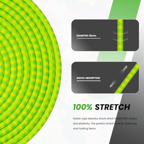 Abma Cord Bungee Cord 10mm 10M Elastic Shock Cord 100% Stretch Elastic Bungee Rope for Tarpaulin Trailer, Backpack, Tent Pole - Image 4
