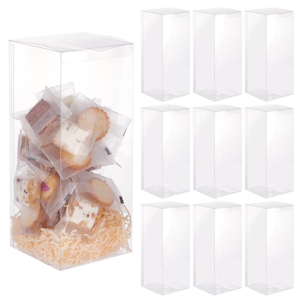 BENECREAT 15Pcs Clear PVC Gift Box, 3.15x3.15x7.08 Inch