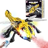 Remote Control Dragonfly Toy, Robot Dragonfly with 2.4 GHz Remote Controller, RC Stunt Robot with Spray/Lights/Music, Dragonfly Gift for Boys Girls, Halloween, Christmas, Toys for Party Prank, Yellow