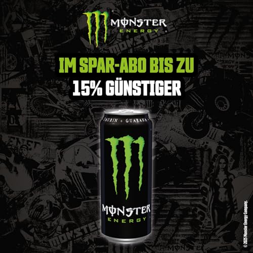 Monster Energy - koffeinhaltiger Energydrink mit klassischem Energy-Geschmack - in praktischen Einweg Dosen (12 x 500 ml)