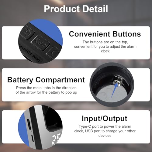 Cuteefun Wecker mit Projektion, Projektionswecker mit großem 7 LED Anzeige, Zwei USB Anschlüsse, Temperatur und Luftfeuchtigkeit, 3 Helligkeitsstufen, 12/24H, 2 Weckzeiten, Snooze, Schwarz